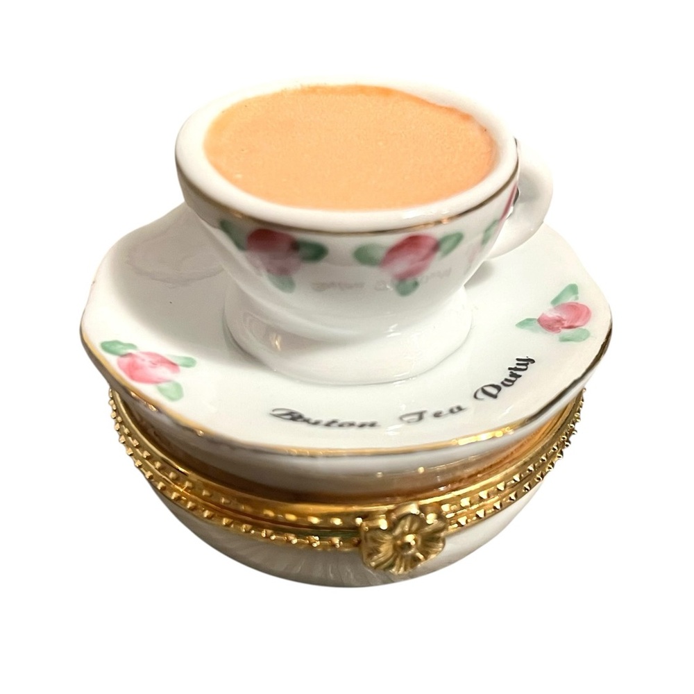 Boston Tea Party Mini Teacup & Saucer Trinket Box